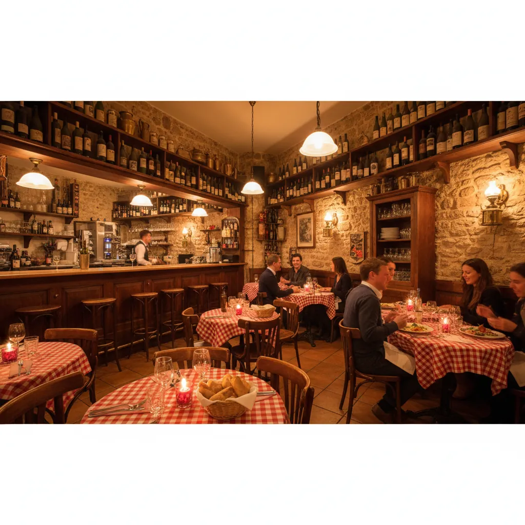 Interieur Bistro Mairie met sfeervolle verlichting